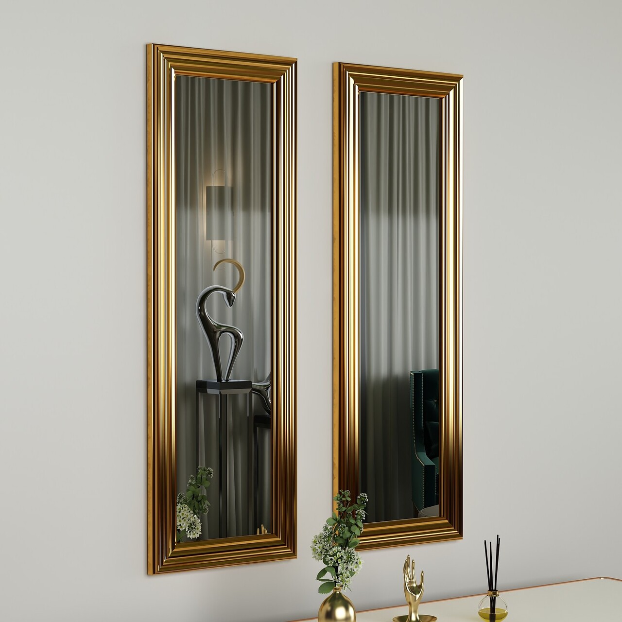 Set 2 oglinzi decorative, Hanah Home, Candy, Auriu - imagine 7